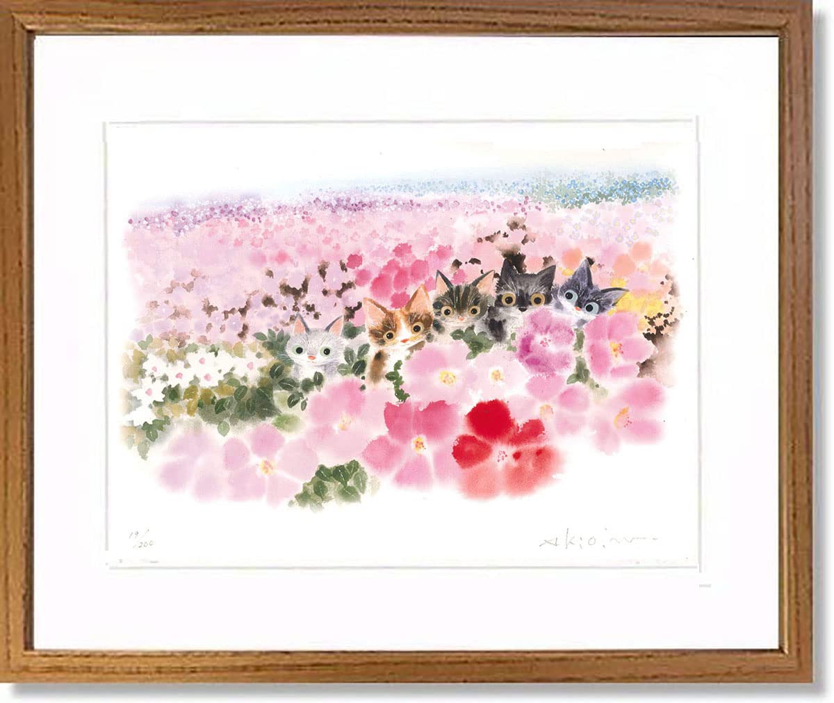 渡辺あきお 花と木のデザイン 版画 12/200 渡辺あきお 花と