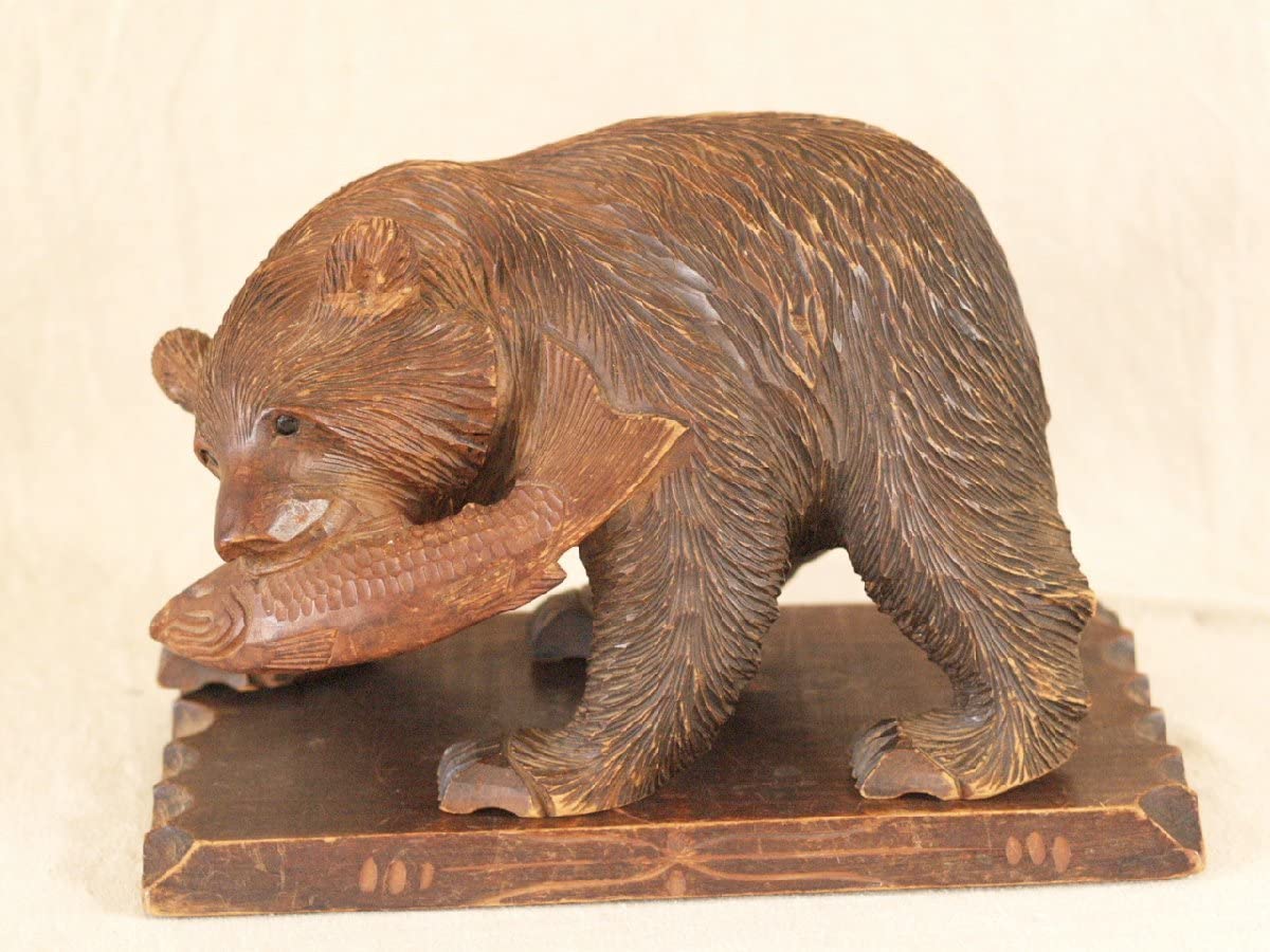 Amazon.co.jp: 昭和レトロ八雲白老記念木彫り熊26m北海道彫刻家アイヌ