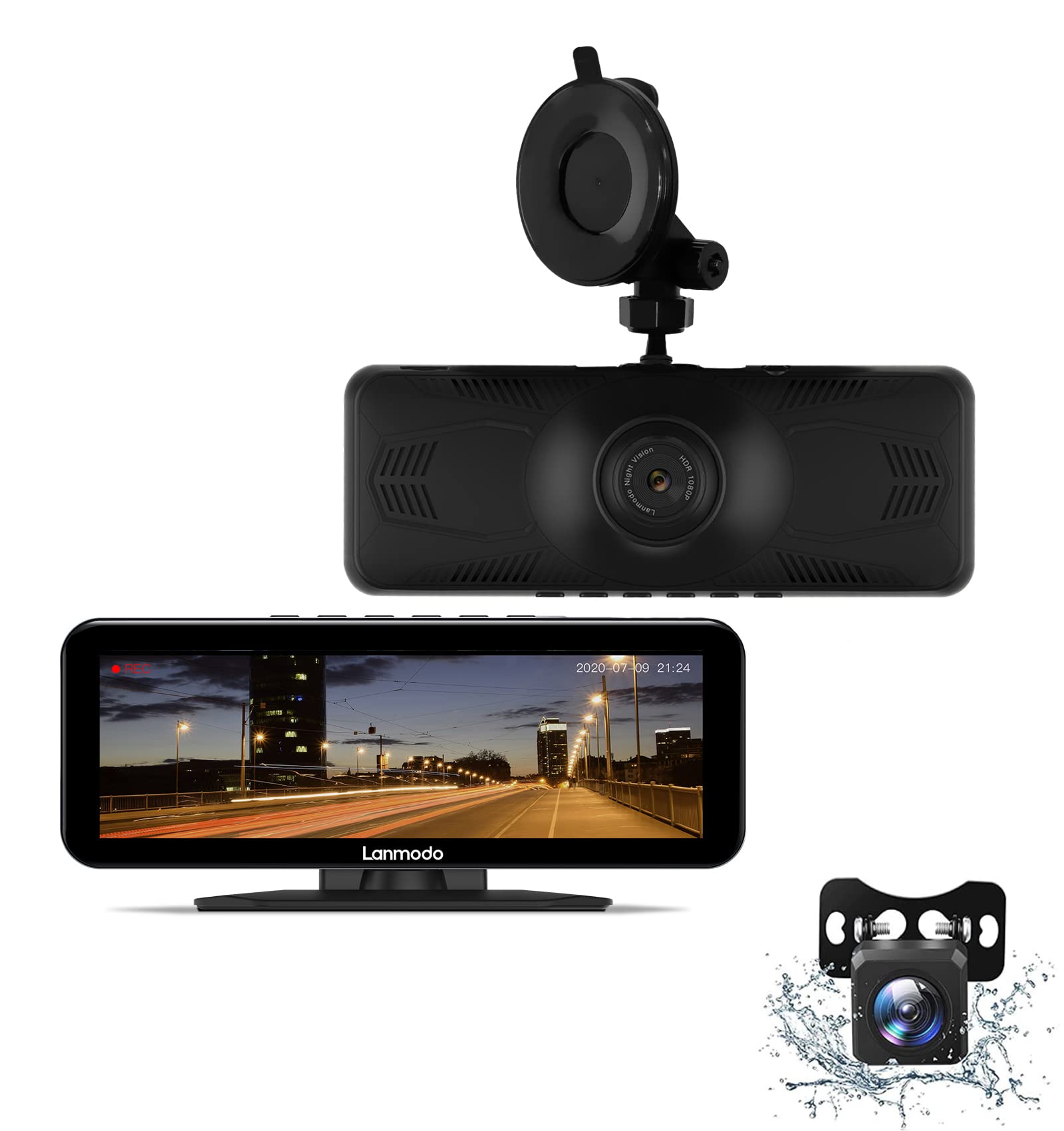Amazon.com: LANMODO Vast Pro Dash Cam Front and Waterproof Rear