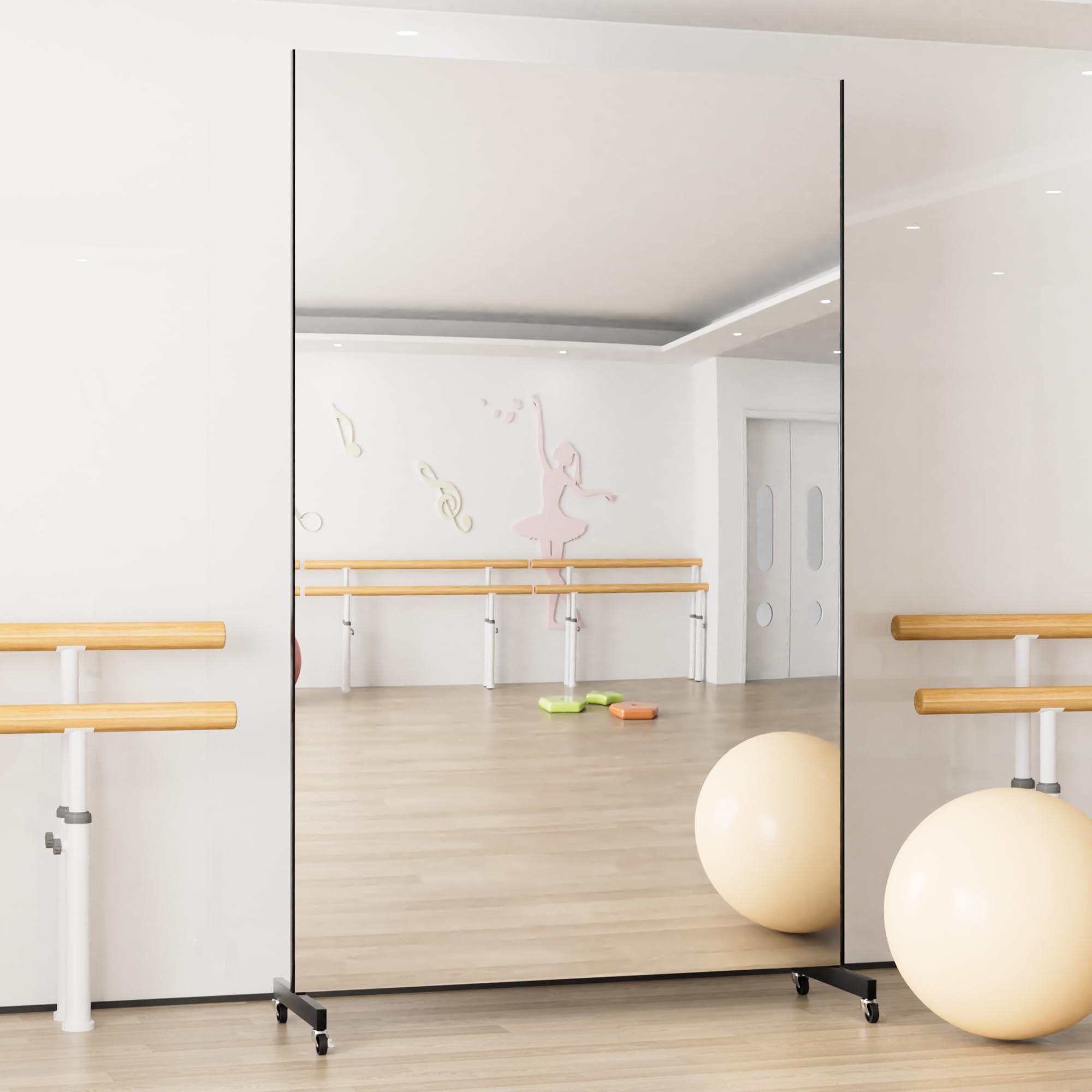 Amazon.co.jp: Brisafe 割れない鏡 移動式スポーツミラー キャスター