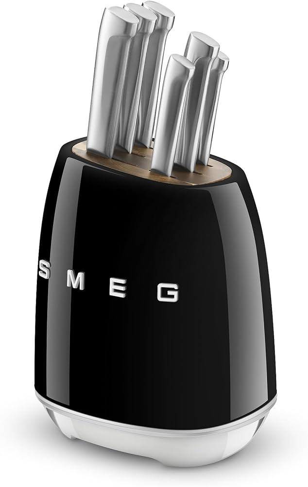 Amazon.com: Smeg Black Stainless Steel Knife Block Set: Home & Kitchen