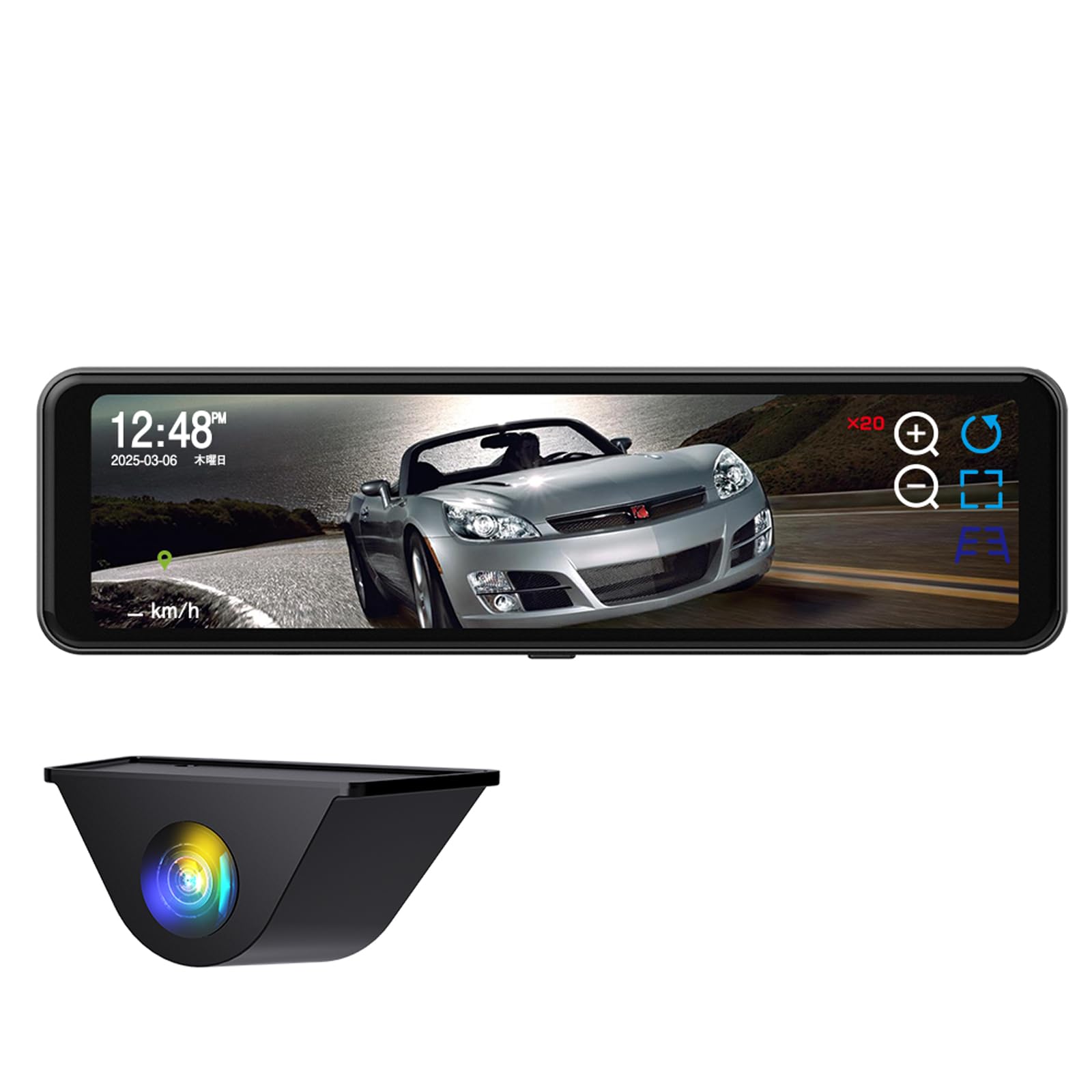 Maxwin Digital Rearview Mirror, 10.88-Inch, 60Fps, Digital Inner