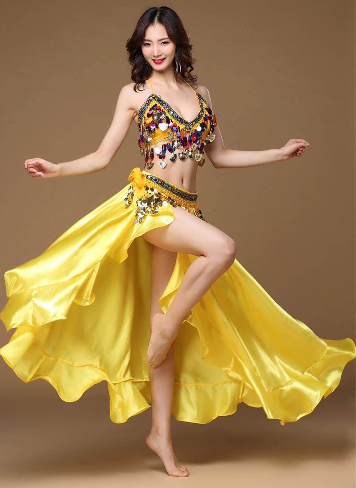 Emanzaki】ベリーダンス イマンザキ衣装 ブラ スカート イエロー