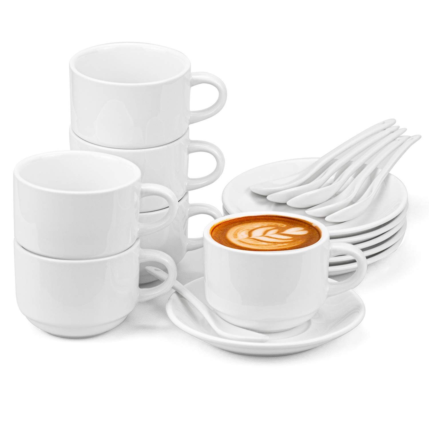 Amazon.com | Hedume 6 Pack 5 OZ Espresso Cups with Saucers and