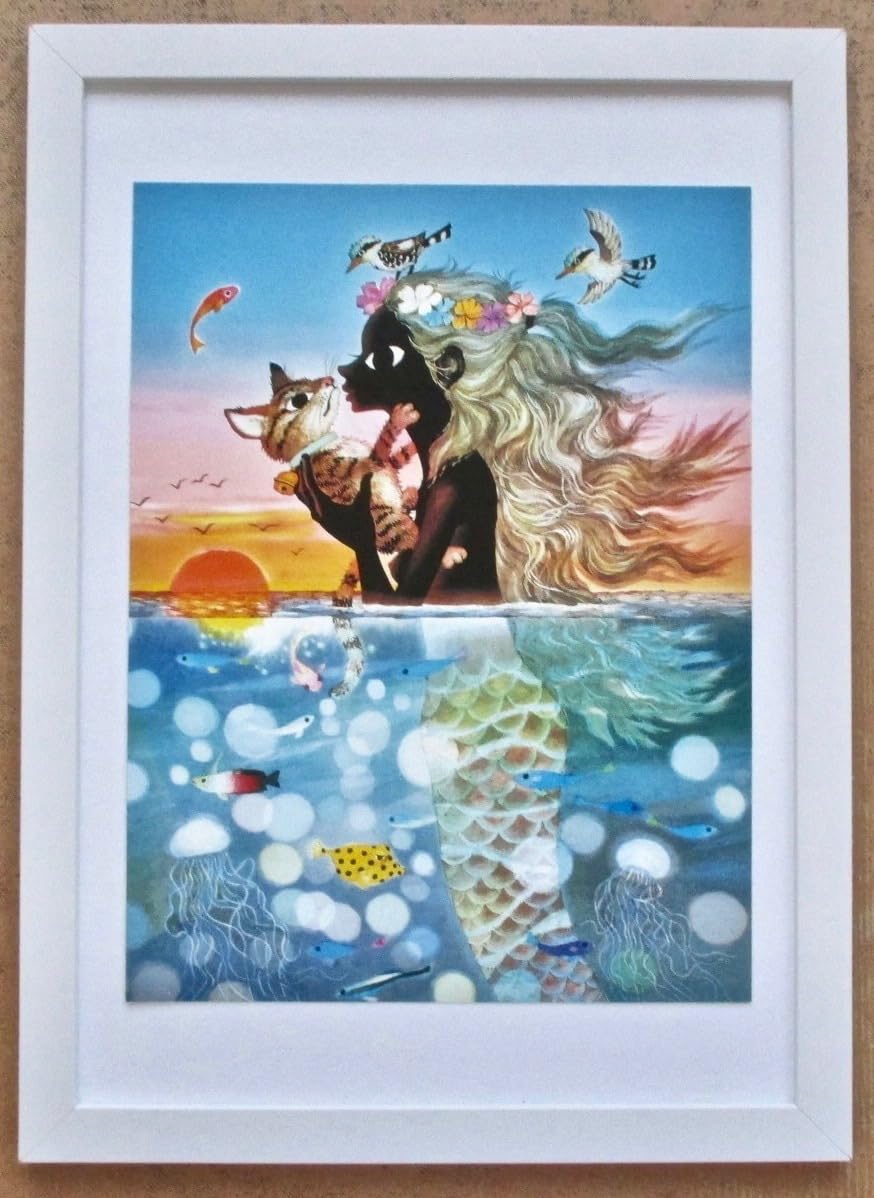 Amazon.co.jp: 藤城清治「夕陽の中の愛の奇跡」 画集画 A4額入り