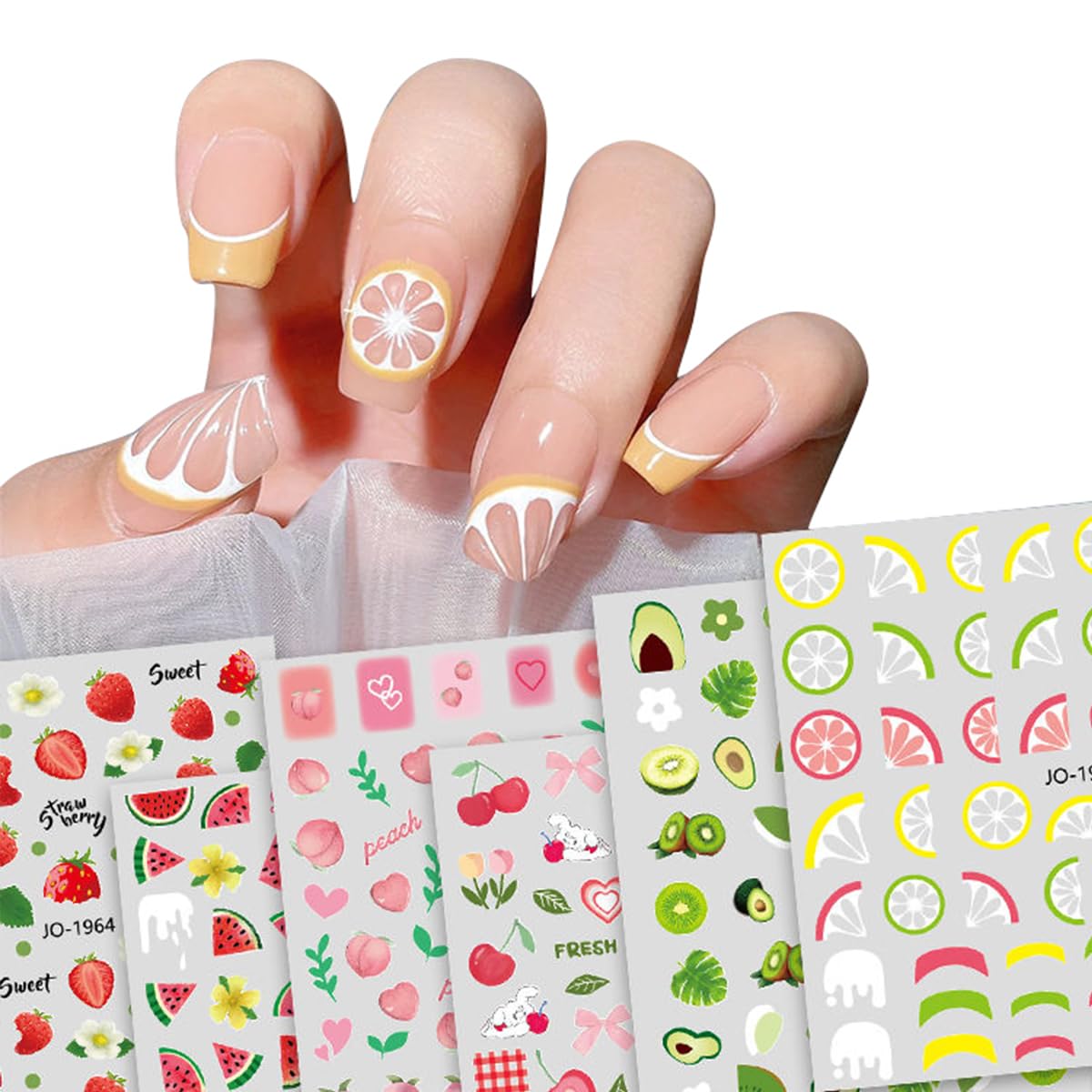 Amazon.co.jp: 3D ネイルシール 夏 フルーツ ネイルシール カラフル 6