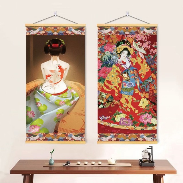 Amazon.co.jp: Jinchuan 掛け軸 タペストリー インテリア 布 和風 高級