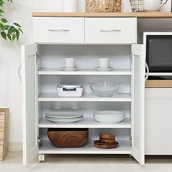 ふりる 引き出し式ホワイトキッチンカウンター 2台分 Amazon｜不二貿易