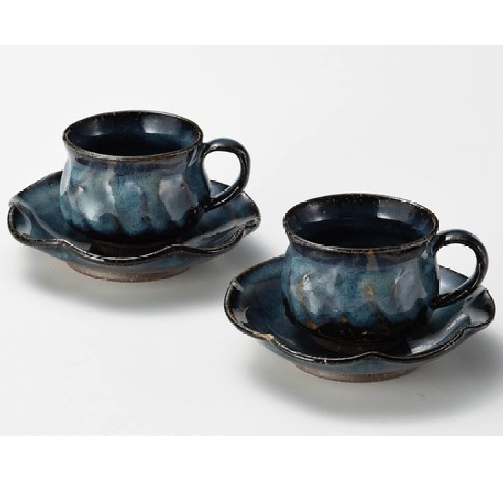 Amazon | 萩焼 山根清玩 藍流ペア珈琲碗皿 | 萩焼 | カップ＆ソーサー 通販