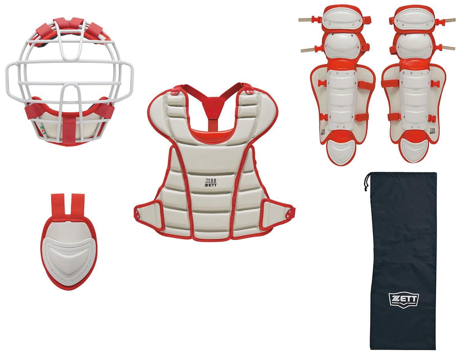 少年野球用 脱着楽チン キャッチャー防具セット アシックス 白