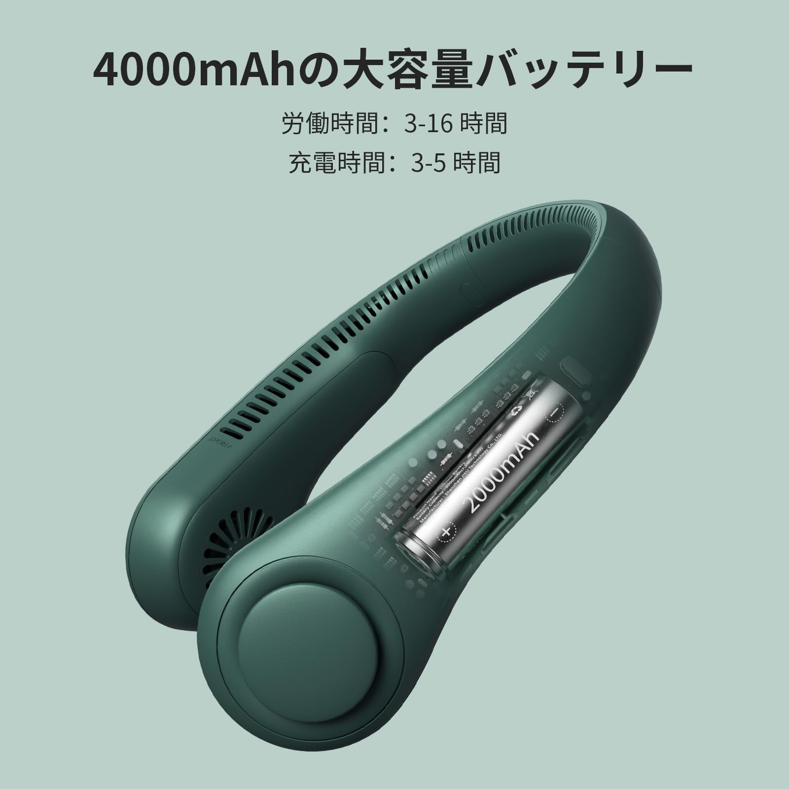 Amazon | 首掛け扇風機 ネッククーラー 携帯扇風機 3段階風量調節 羽