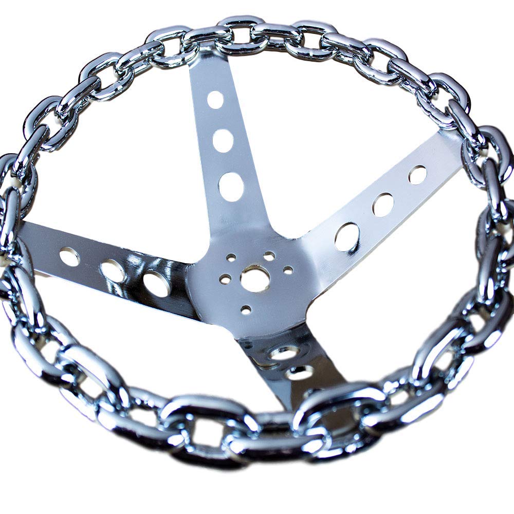 Amazon | 11インチ クロムチェーン ステアリングホイール 4スポーク