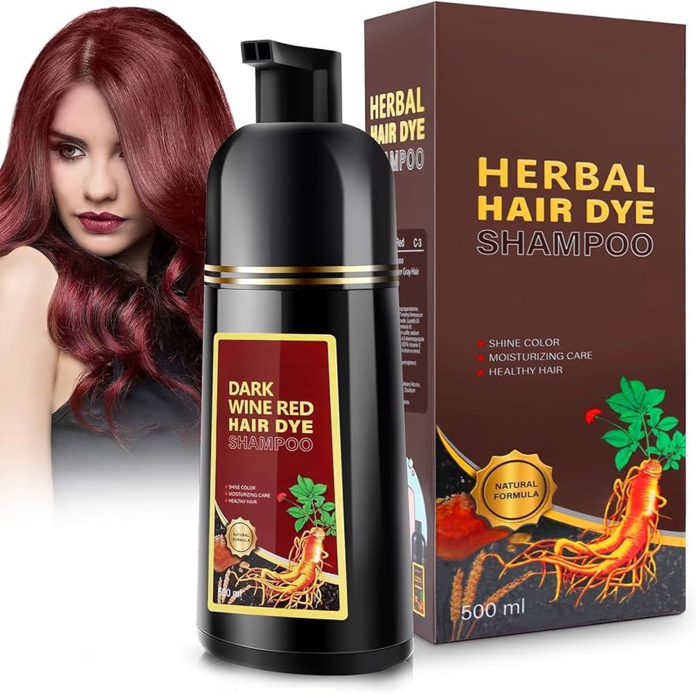 Amazon.com : GDRFNP Dark Wine Red Herbal Hair Dye Shampoo 3 in 1