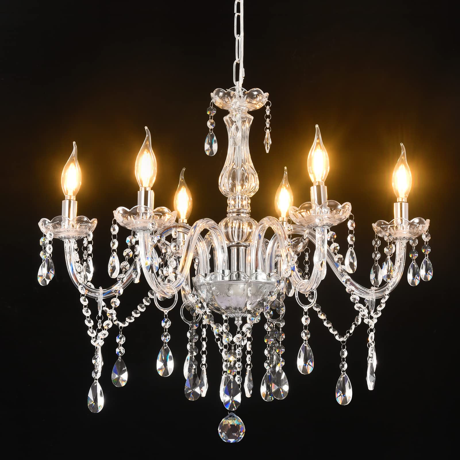 Amazon.co.jp : シャンデリア クリスタル (プラスチックではない) 6灯