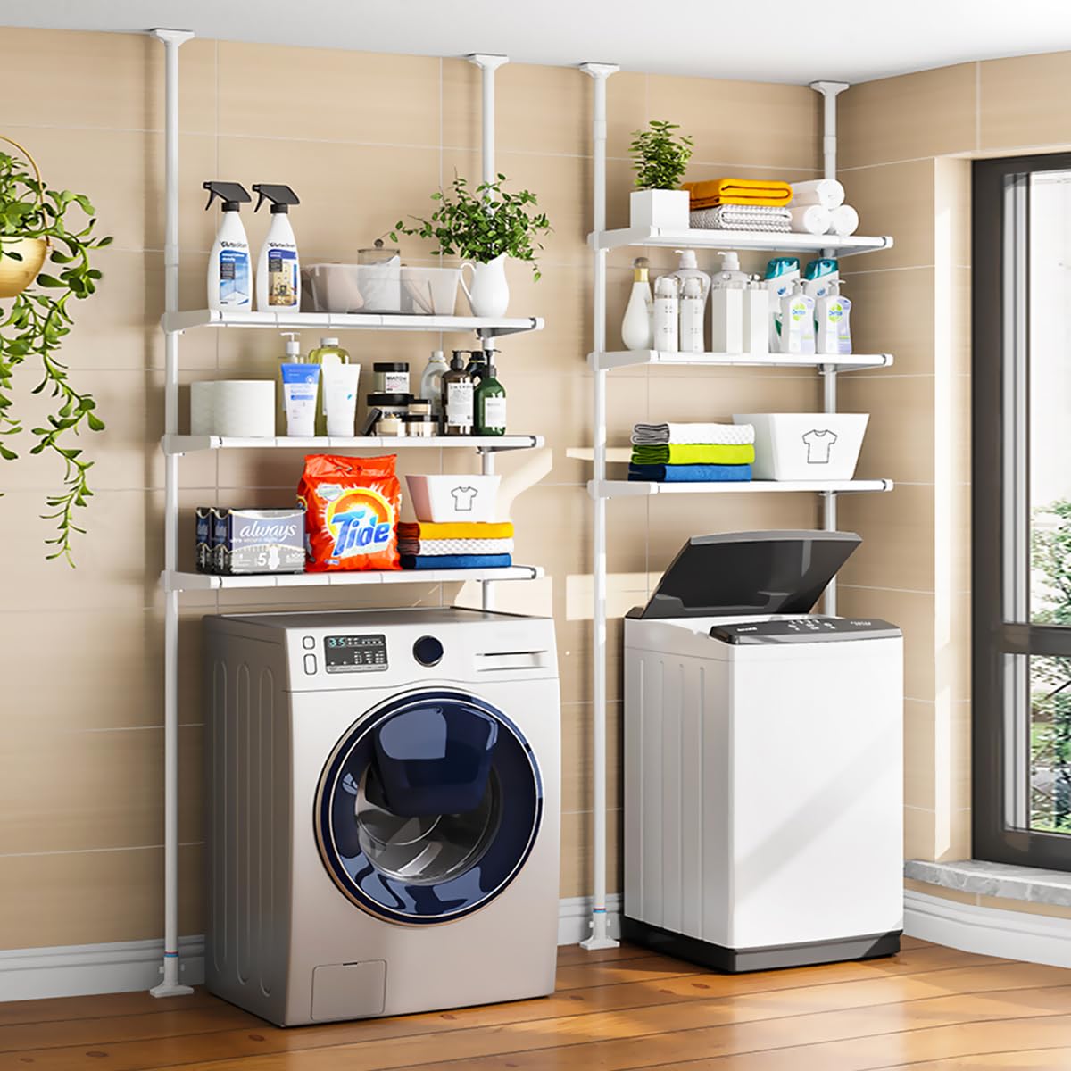 Amazon｜突っ張り式ランドリーラック 洗濯機ラック ランドリー収納