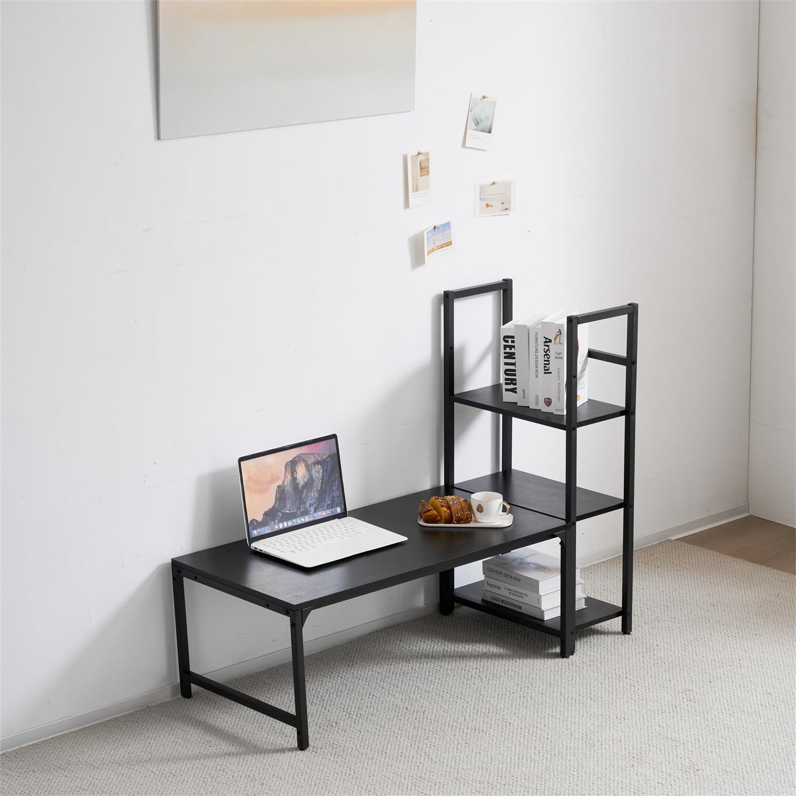 Amazon | H型PCデスク ロータイプ一体型 ラック付き デスク ワーク