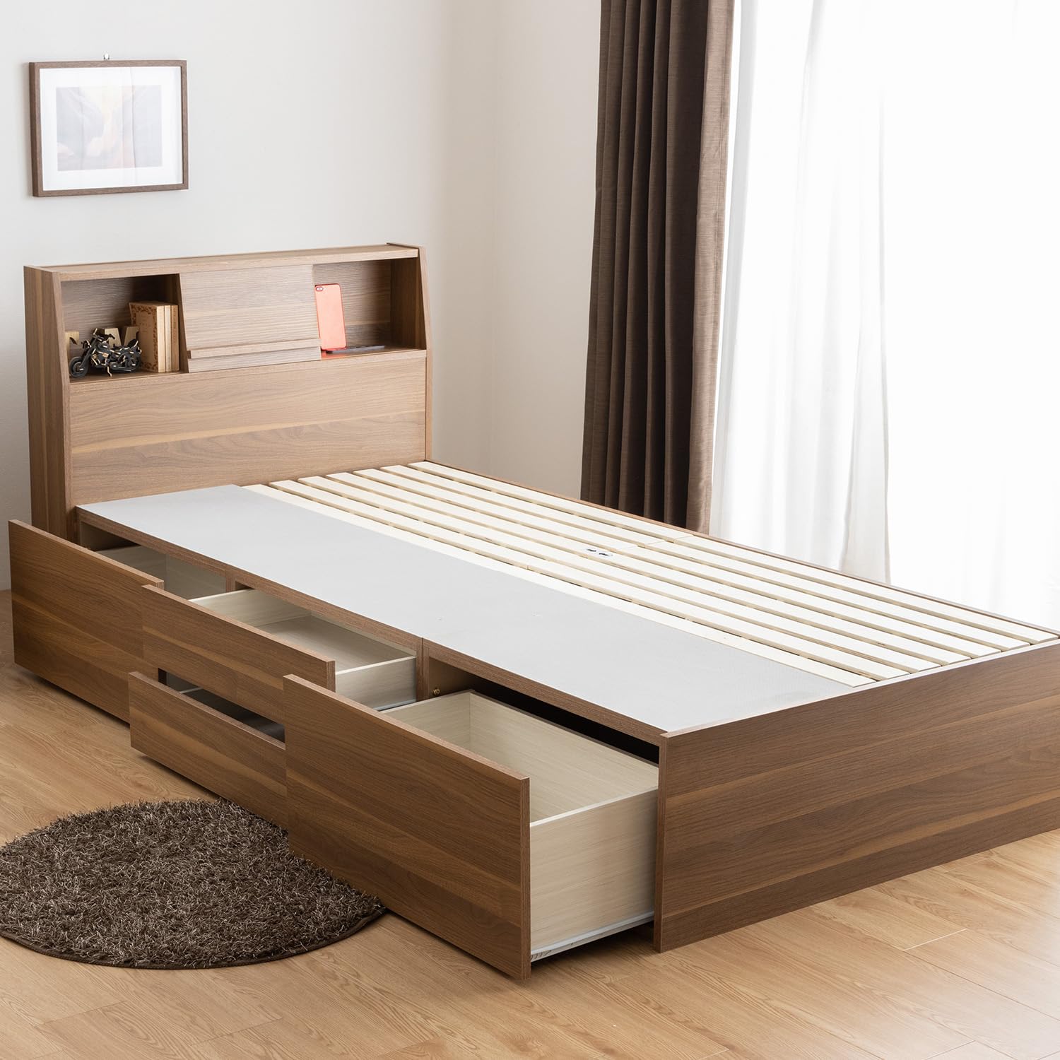 Amazon｜ベッド シングルベッド 収納付き ベッドフレーム シングル