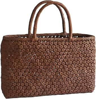 Amazon | 山ぶどう かごバッグ 紅皮横長 六角花細工編み4mm 巾34cm 高