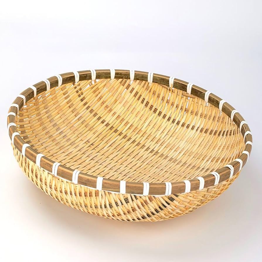 竹ざる 竹籠 5個セット Amazon.co.jp: 天然竹製 盆ざる 16、