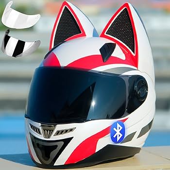 Amazon.co.jp: 猫耳バイクヘルメット、フルフェイスバイクヘルメット
