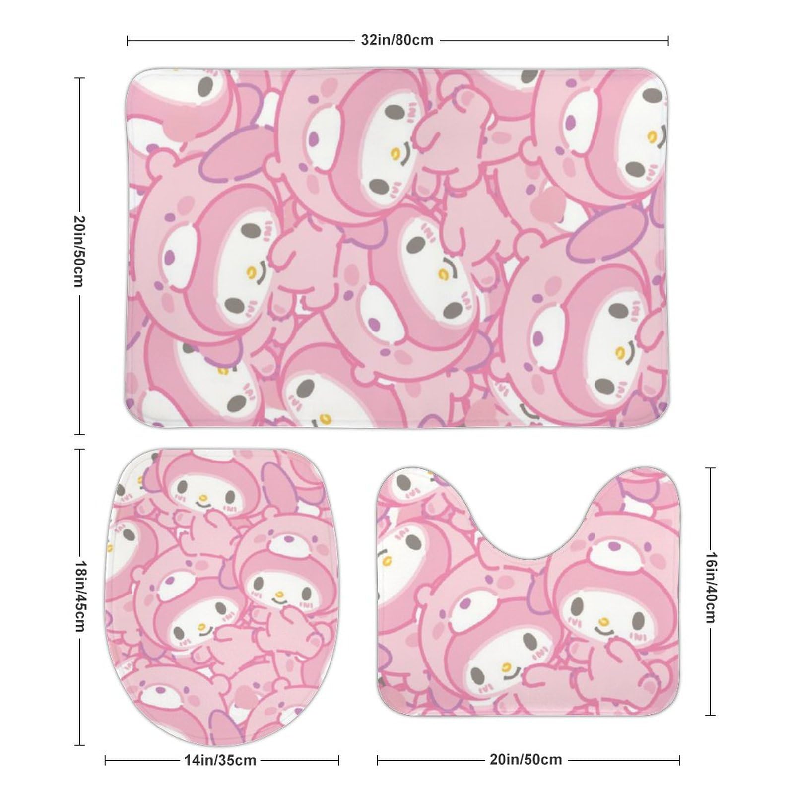 Amazon｜バスマット 3点セット かわいい マイメロ トイレマット