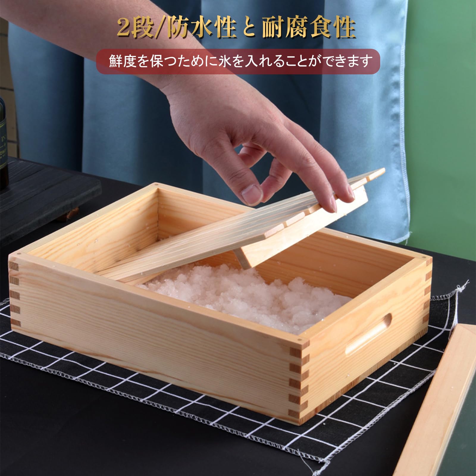 Amazon.co.jp: Wokouiys 木製 ネタ箱 目皿・アクリル蓋付 小 白木