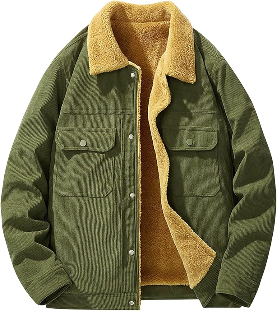 Amazon.com: evzosrz Mens Corduroy Jackets Fleece Lined Sherpa