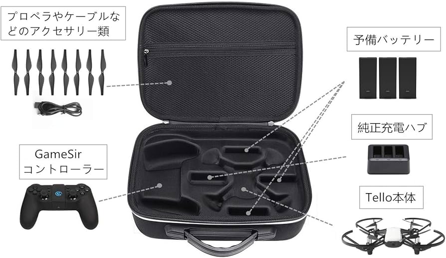 Amazon | XBERSTAR DJI Tello ケース Gamesirコントローラー・純正充電