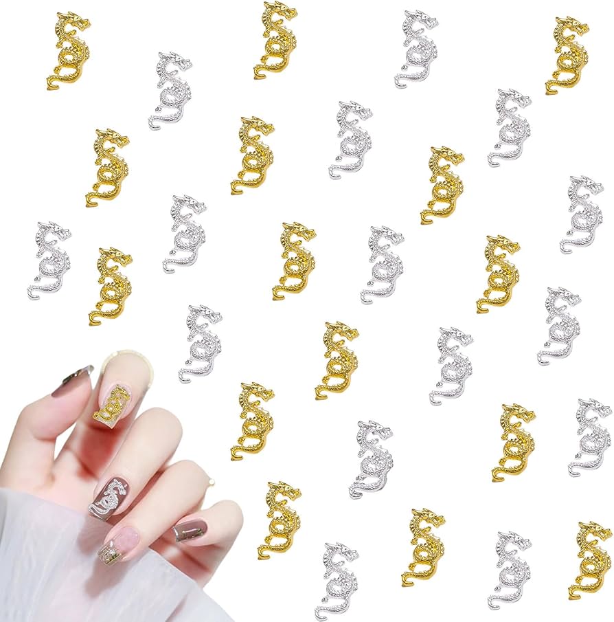 Amazon | ネイルパーツ ドラゴン 中国風 40個入り 3D立体 合金 中国の
