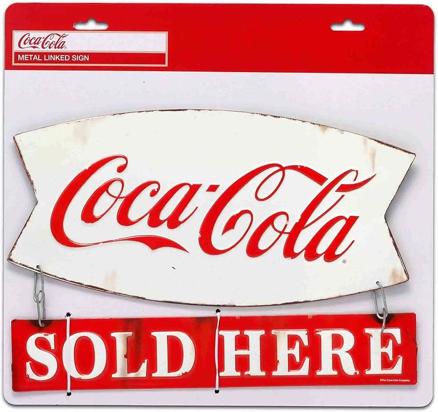 Amazon.com: Coca-Cola Sold Here Linked Embossed Metal Sign