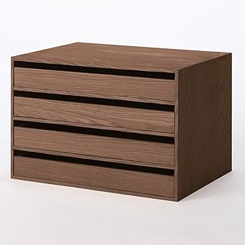 Amazon｜無印良品 木製収納ケース・引出式・4段・ワイド