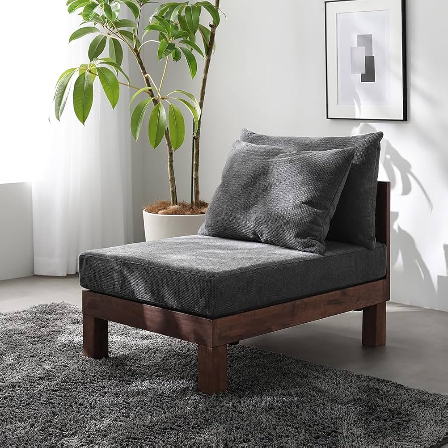 Amazon｜RASIK ソファー 1人掛け 幅60×奥行90cm グレー クッション付き