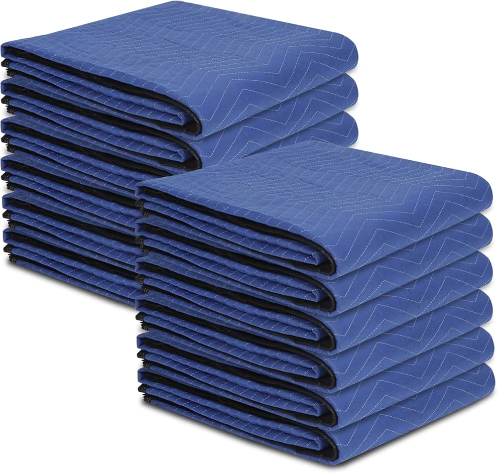 引越し用養生毛布 202×182cm 12枚＋肩ベルト付+ マットレス保護カバー