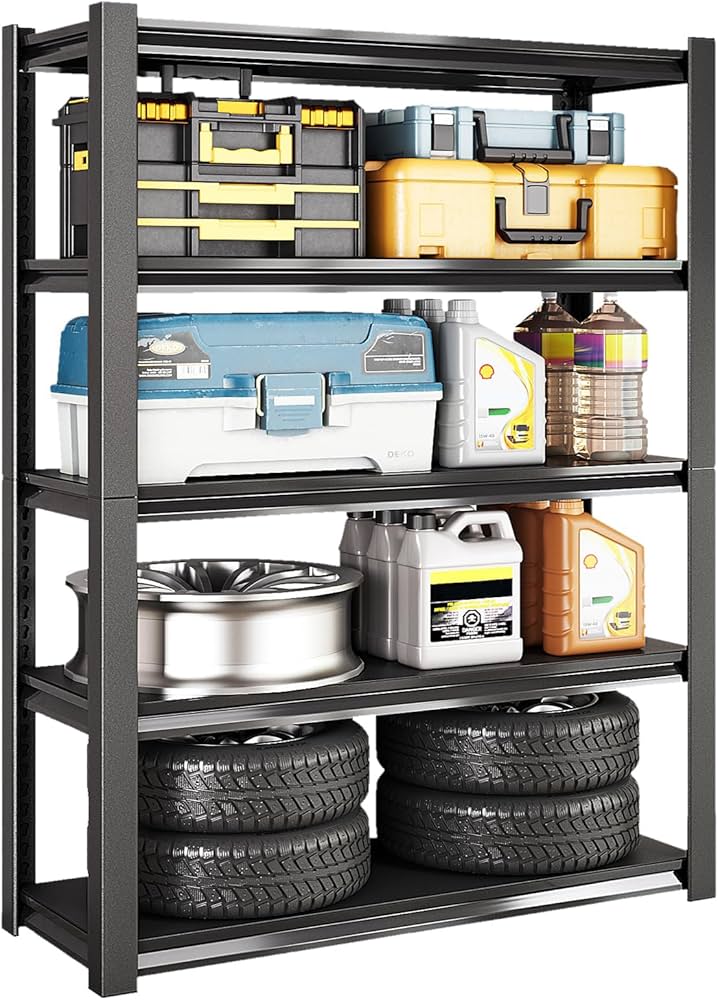 Amazon｜Rufokisa 5段ガレージ棚 高耐久 78インチ 金属製棚ユニット