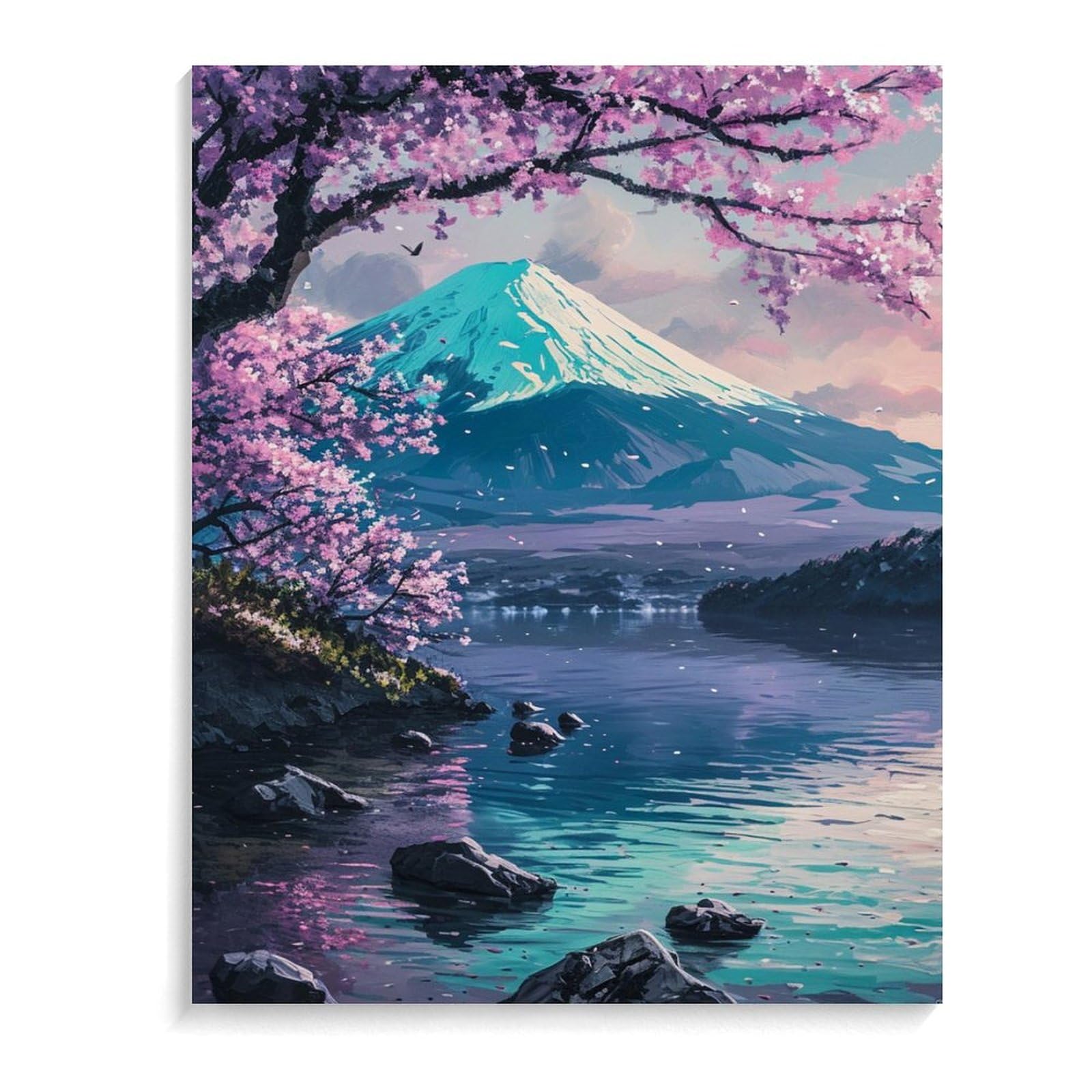 Amazon | 富士山と桜が引き立て合う 数字キットによる絵画 数字油絵