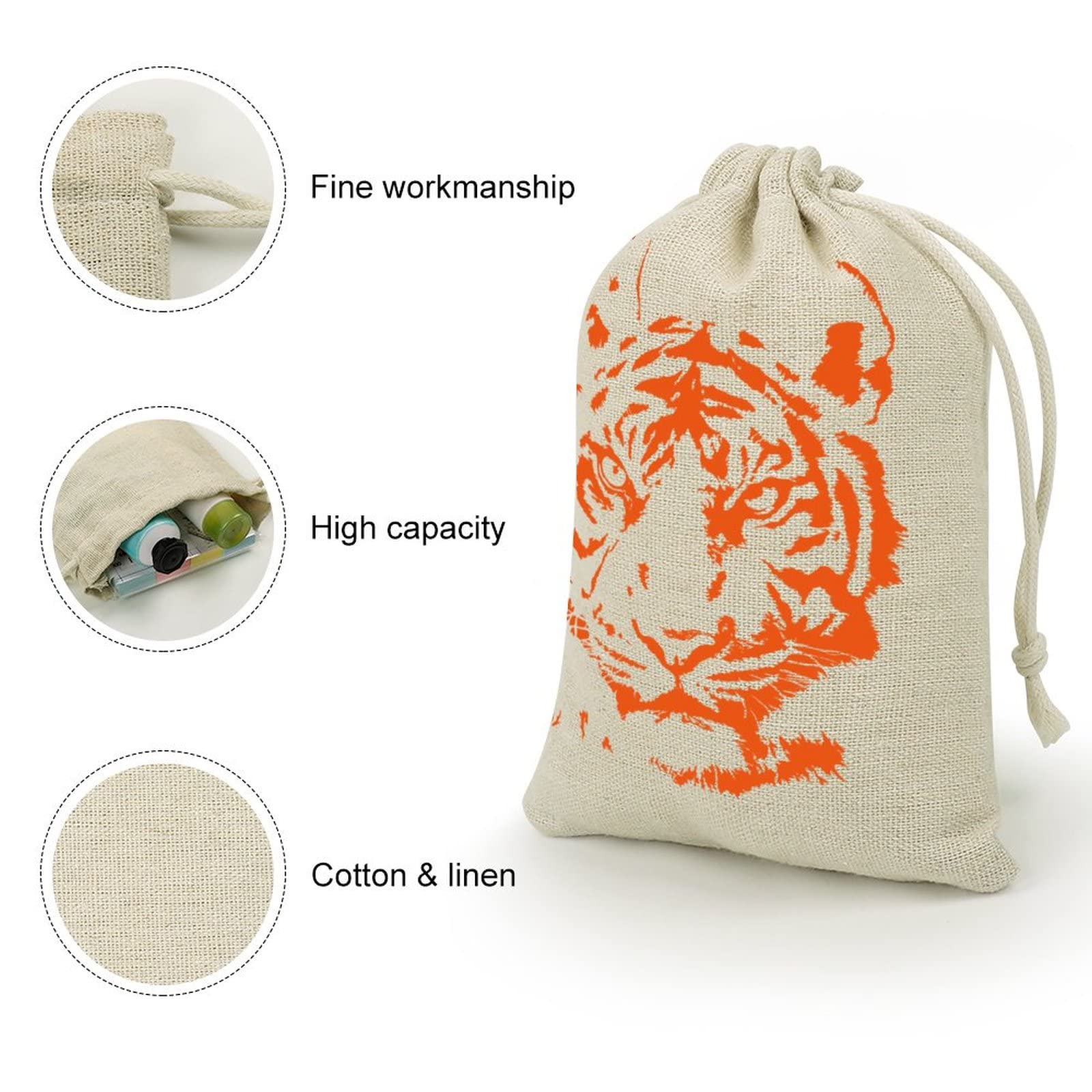 Amazon.co.jp: 巾着袋 ギフトバッグ リネン製 虎柄 トラ タイガー 寅虎