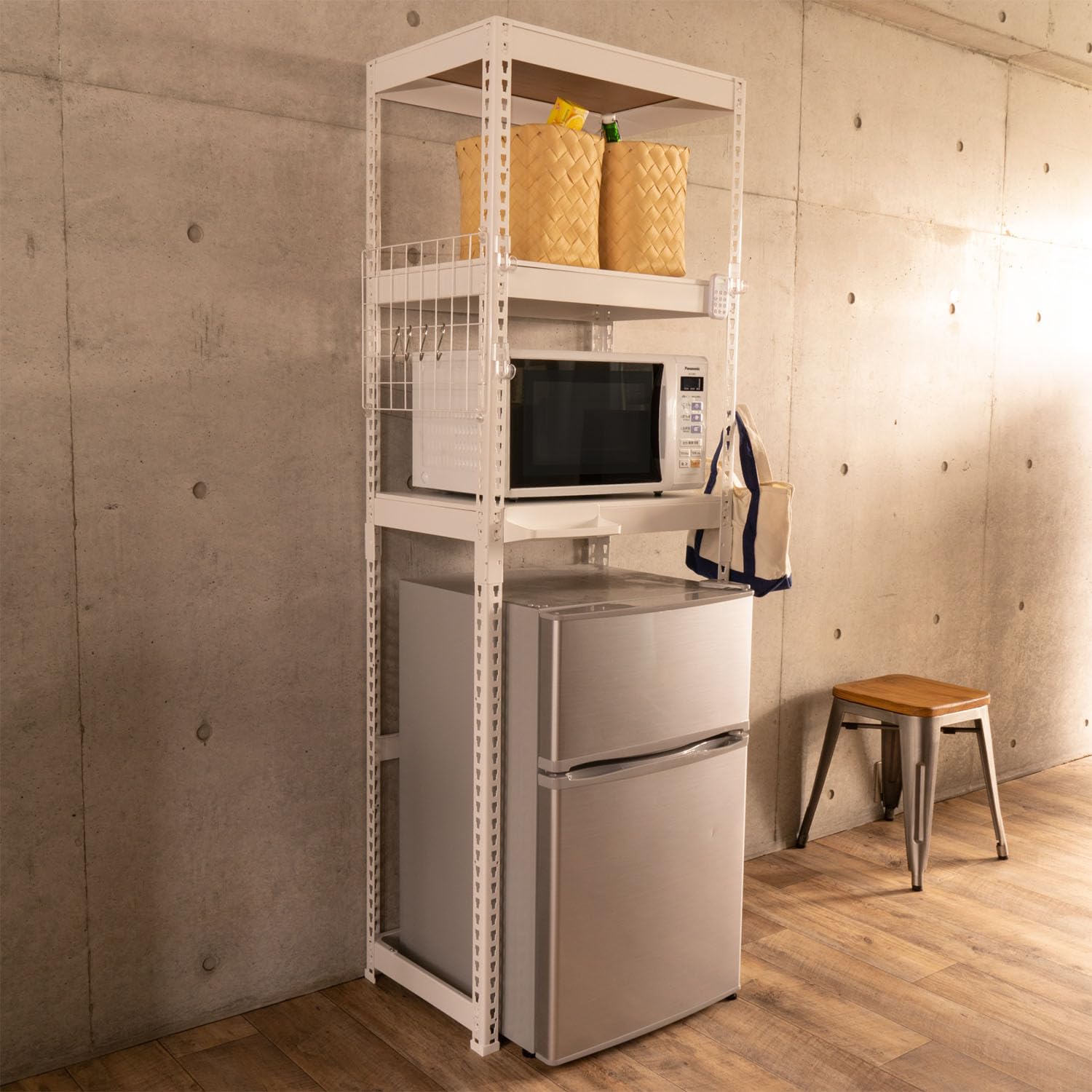 Amazon.co.jp: メタル&ウッドラック(Metal&Wood Rack) レンジ台 冷蔵庫