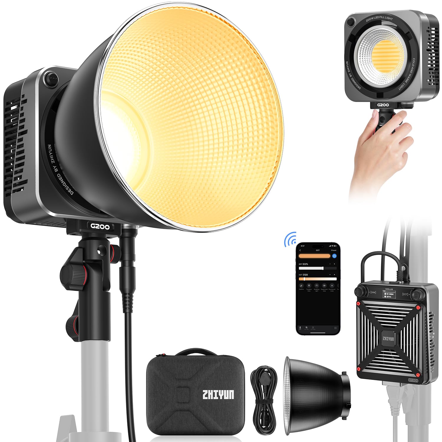 Amazon | [公式旗艦店] ZHIYUN MOLUS G200 COB撮影ライト 200Wビデオ