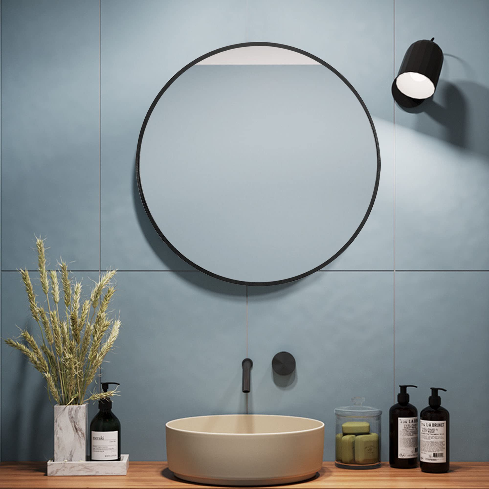 Amazon.co.jp: mirahope 姿見鏡 壁掛け鏡 丸 バスルームミラー 全身鏡