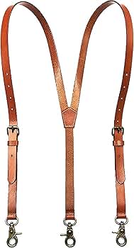 ヴィンテージ ミリタリー カービングレザー サスペンダー キャメル 本