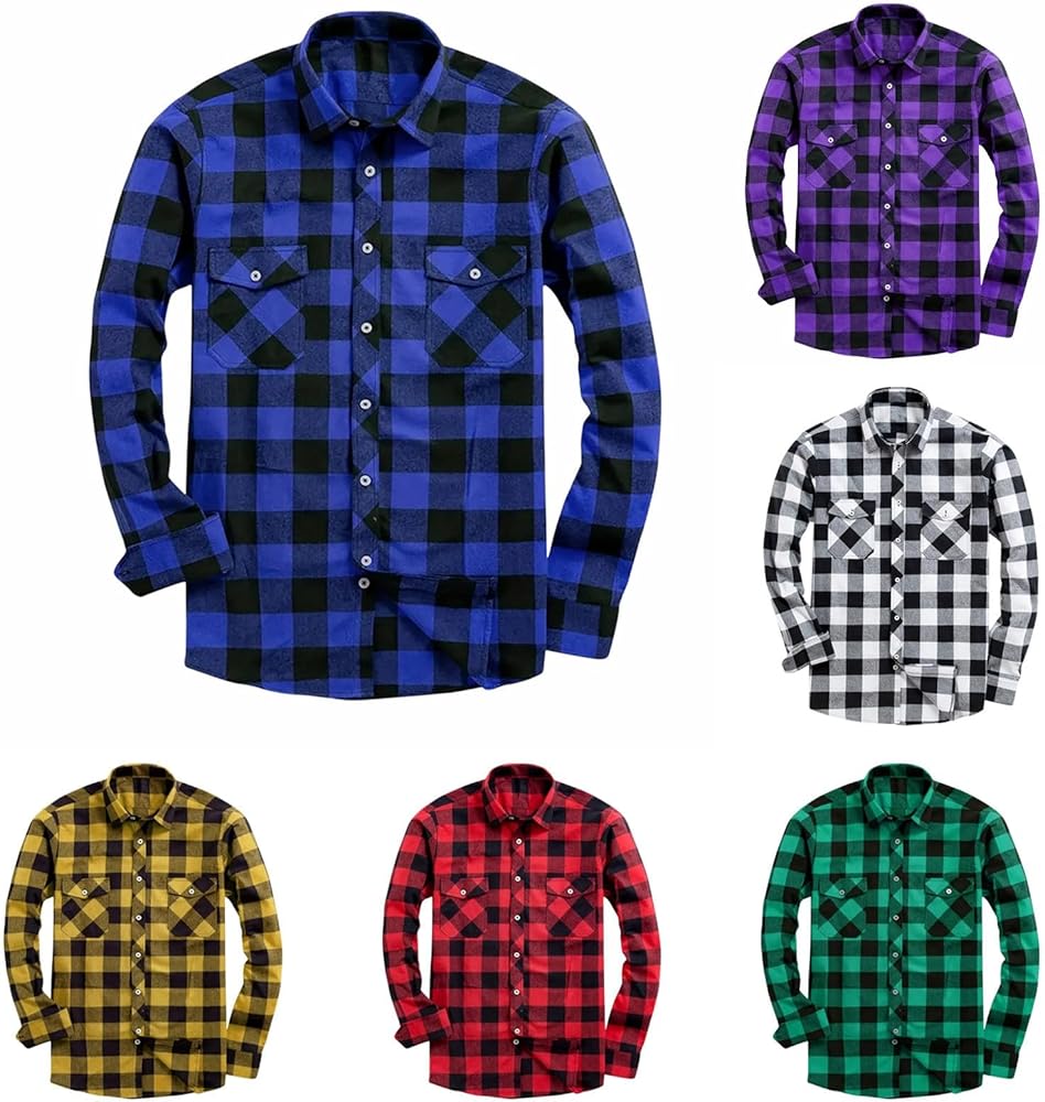 Amazon.com: Mens Plaid Flannel Shirts Long Sleeve Button Down