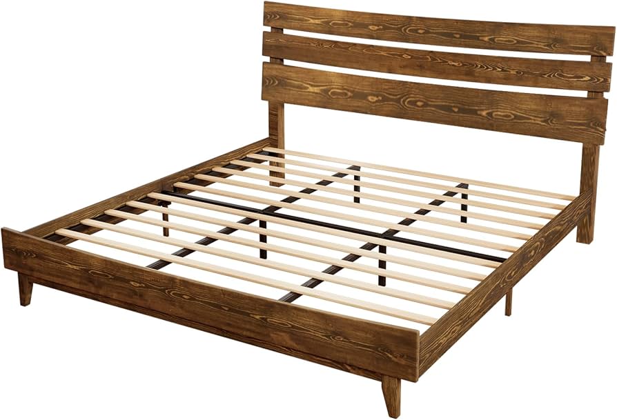 Amazon.com: LUXOAK 14 Inch Solid Wood Bed Frame with Headboard