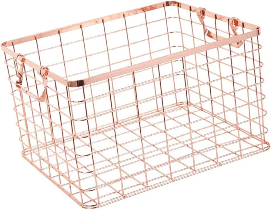 Amazon.co.jp: メタル ワイヤーカゴバスケット ピンクゴールド S： 29