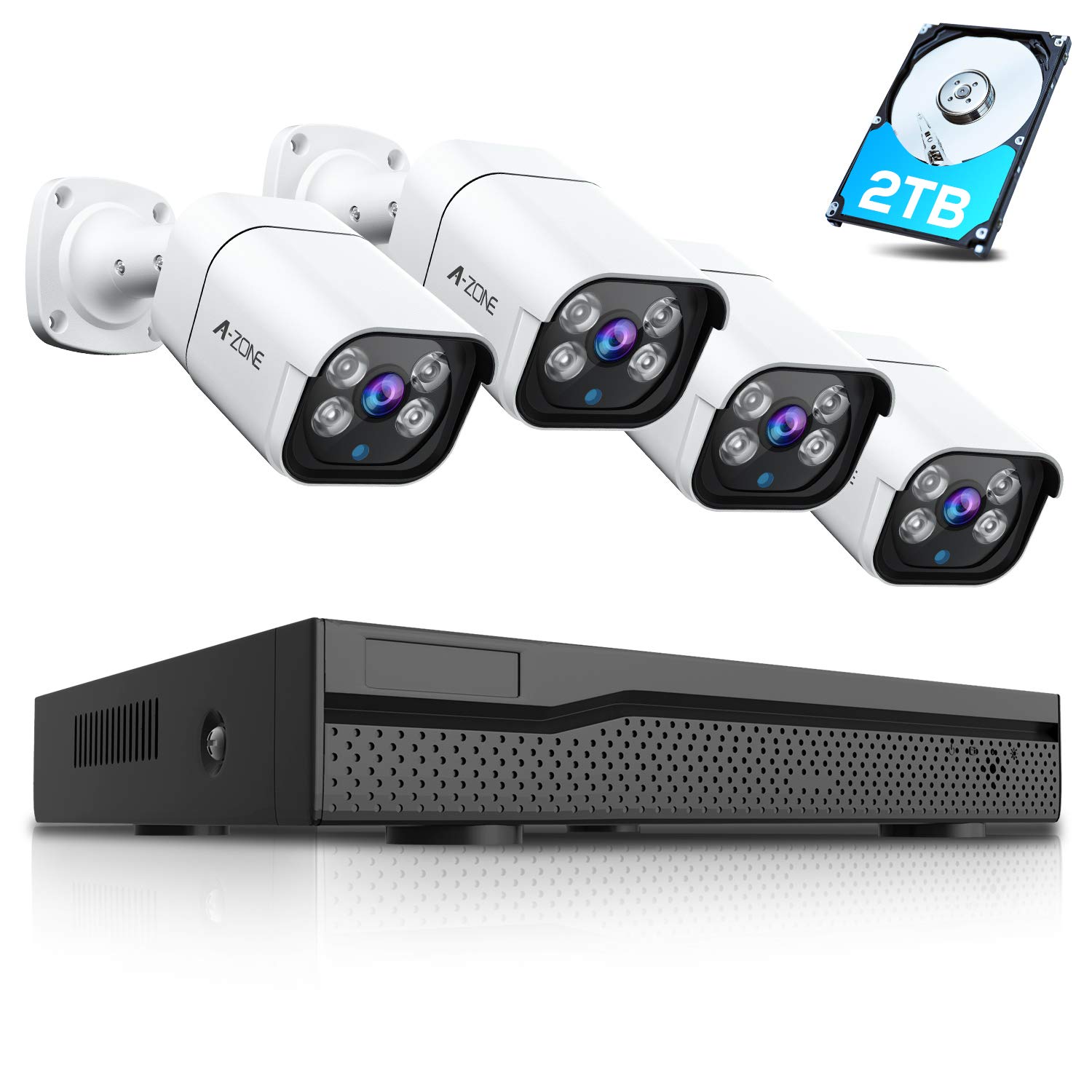 Amazon.co.jp: A-ZONE 防犯カメラセット 300万画素音声録画 暗視撮影