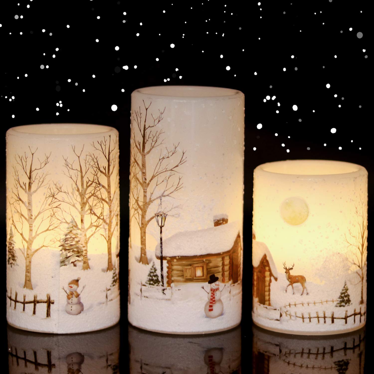 Amazon.com: Eldnacele Snowman Christmas Deco Flameless Flickering