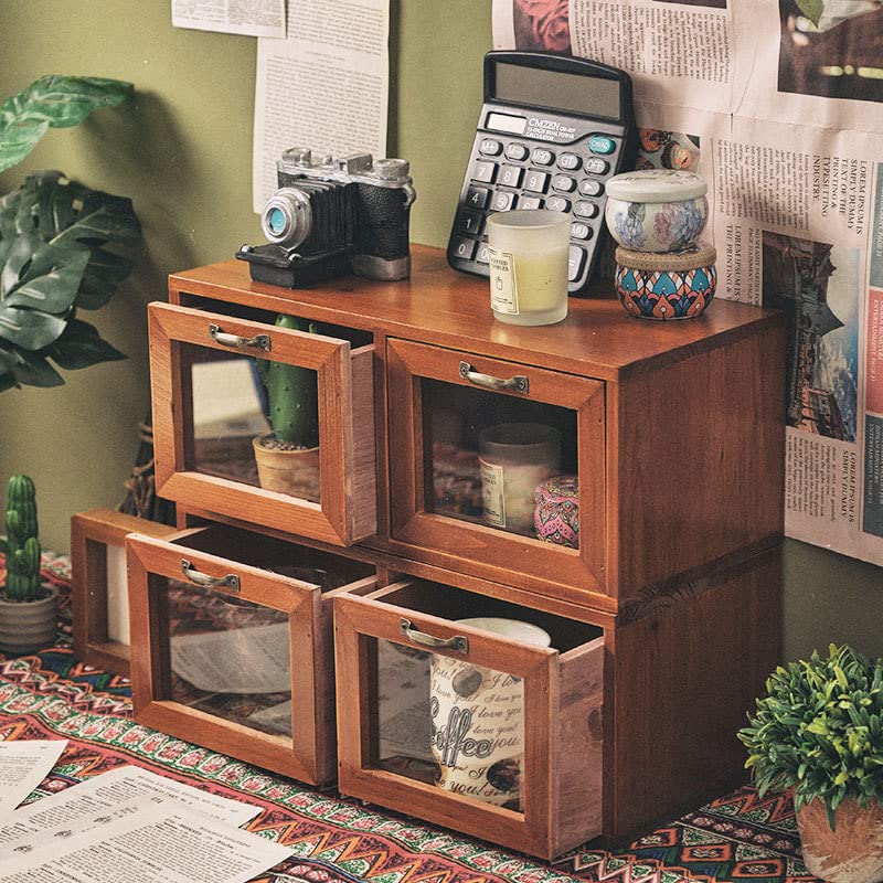Amazon｜収納キャビネット レトロ風 北欧風 卓上収納ボックス 引き出し