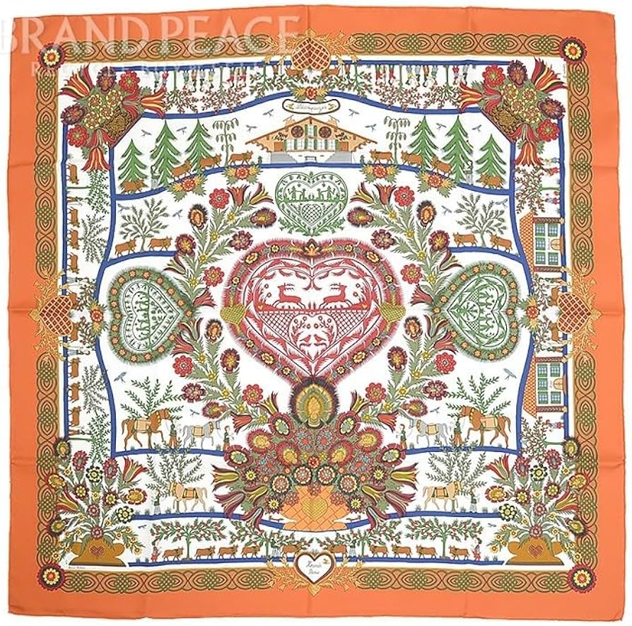 Amazon.co.jp: エルメス カレ90 スカーフ 切り絵 Decoupages オレンジ