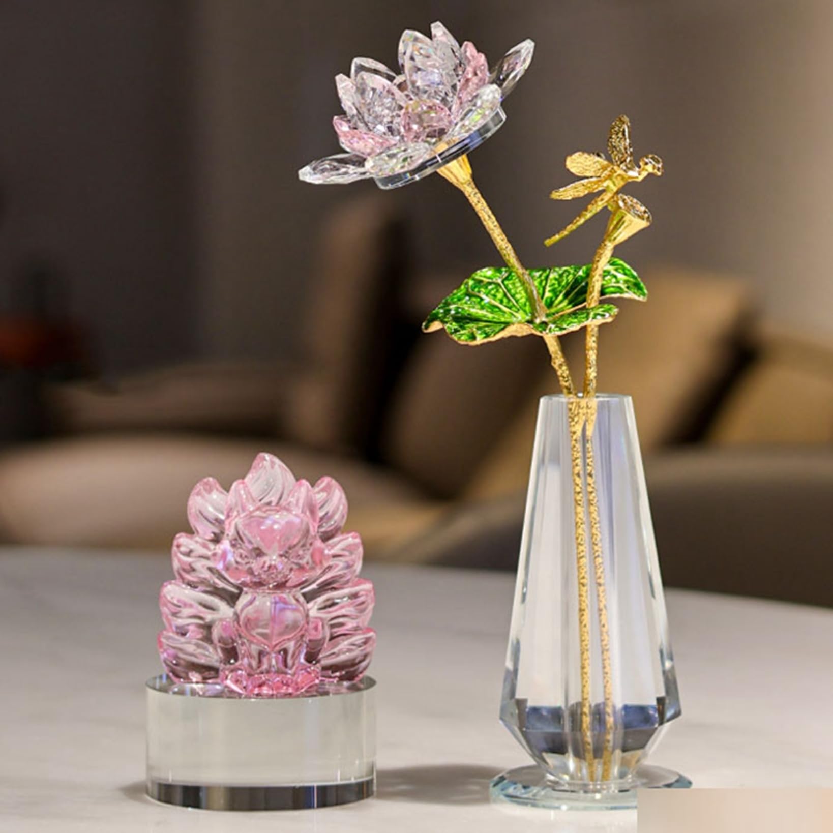 Amazon.co.jp: 蓮の花 ハス クリスタルフラワー 置物 枯れない花 浄化