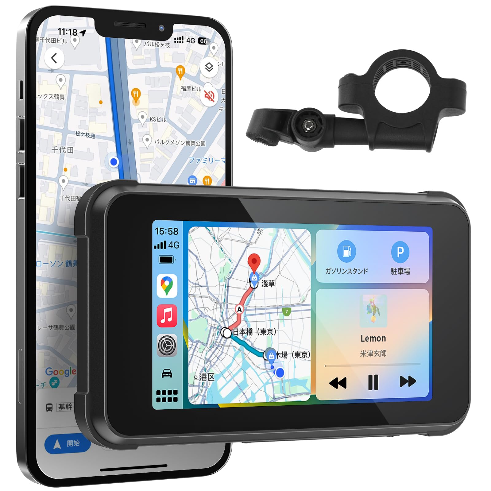 Amazon.co.jp: 【最新自転車用とバイク用モニター・Carplay/Android