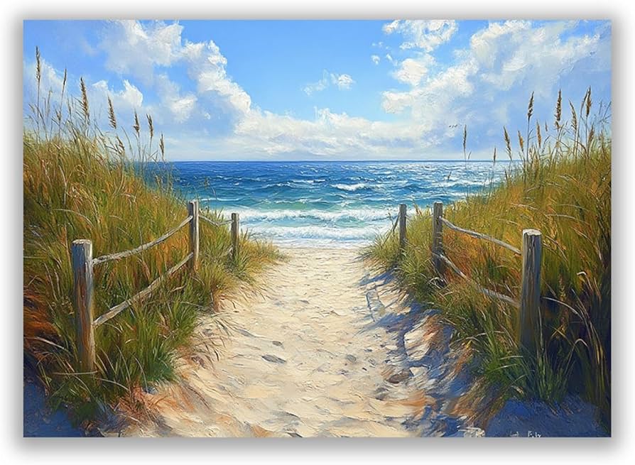 Amazon.co.jp: SHYAMIC 海絵 アート海 自然風景, 澄み切った空のビーチ